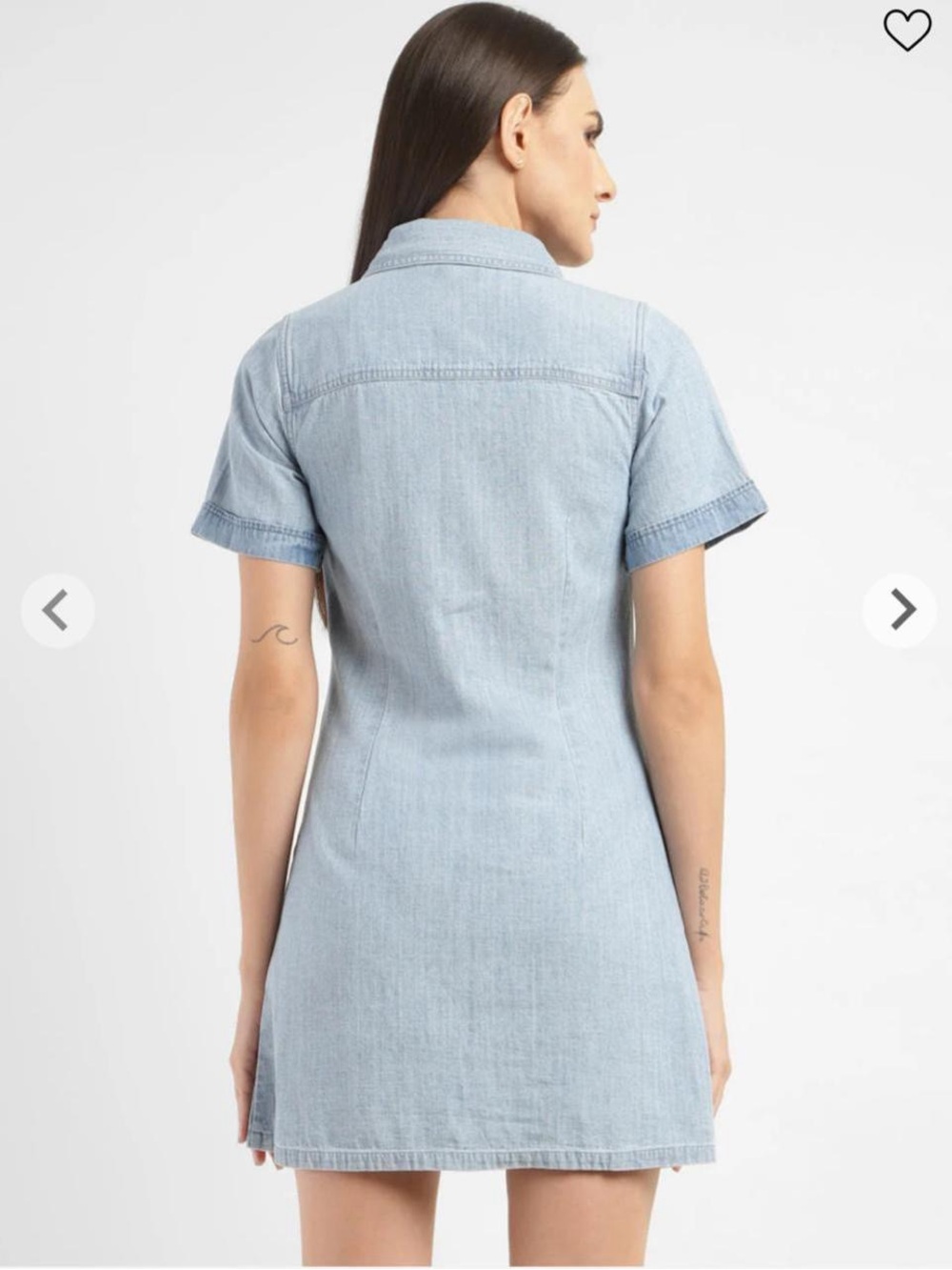 Levi's solid spread collar blue denim dress mini Size S #denim #western - Picture 2 of 6